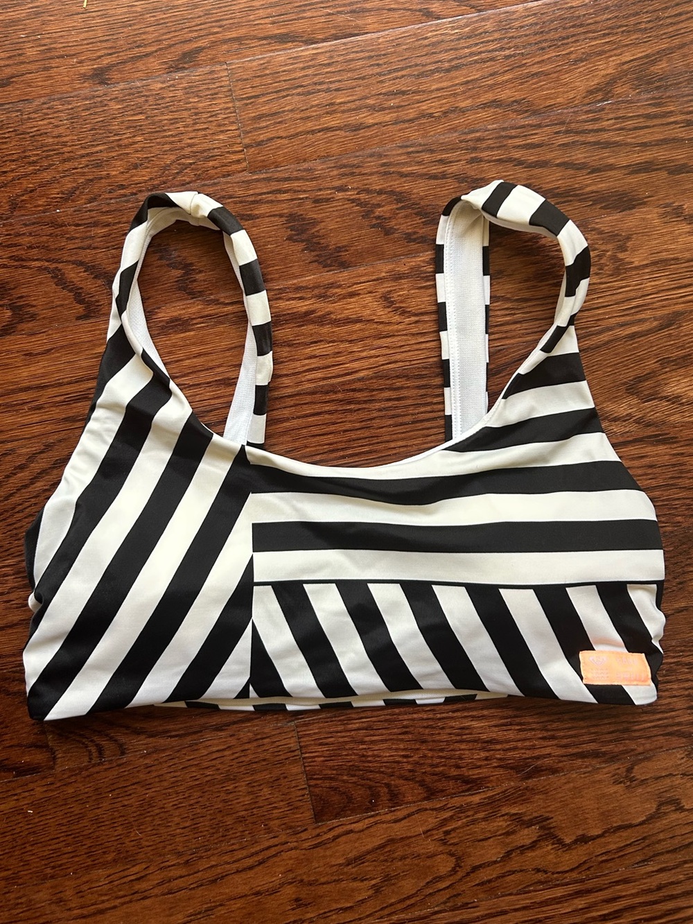 Roxy Black & White Striped Swim Bikini Top